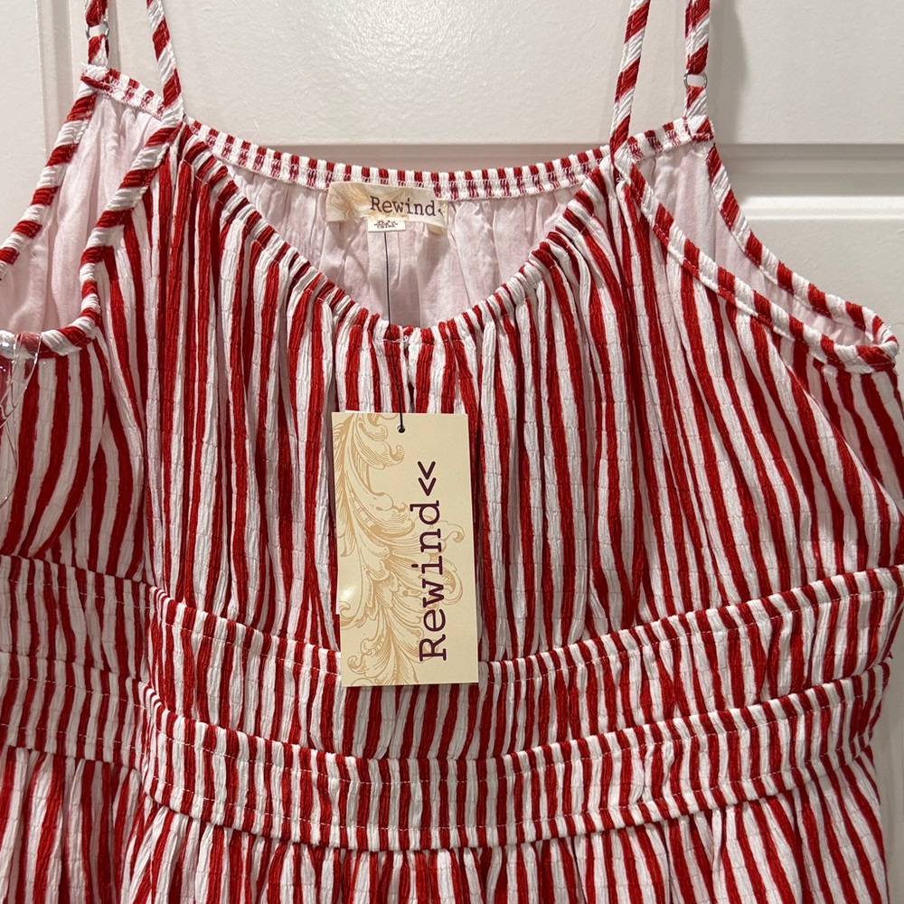 Hey Arkansas Fans! Rewind Red/Burgundy & White Striped Spaghetti Strap Sundress